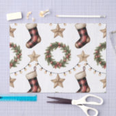 HOLIDAY WREATH STOCKINGS LIGHTS STARS SEIDENPAPIER (Handwerk)