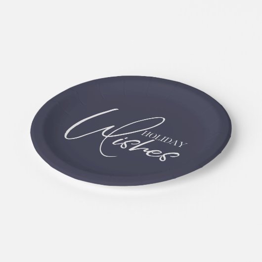 Holiday wünscht Weihnachtsdruckplatte Pappteller (Schrägansicht)