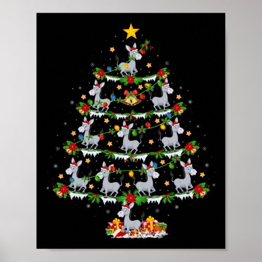 Holiday Xmas Lighting Santa Donkey Christmas Tree Poster (Vorne)