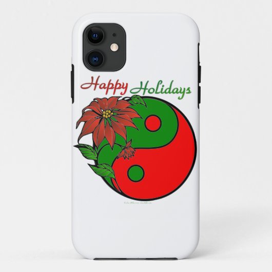 Holiday Yin Yang Poinsettia Green Red Case-Mate iPhone Hülle (Rückseite)