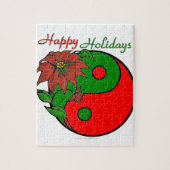 Holiday Yin Yang Poinsettia Green Red Puzzle (Vertikal)