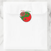 Holiday Yin Yang Poinsettia Green Red Quadratischer Aufkleber (Tasche)