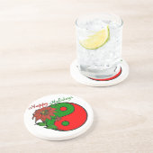 Holiday Yin Yang Poinsettia Green Red Sandstein Untersetzer (Seite)