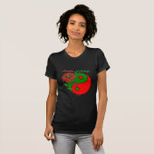 Holiday Yin Yang Poinsettia Green Red T-Shirt (Vorne ganz)