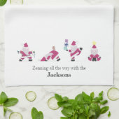 Holiday Yogi Yoga Santa Family Geschirrtuch (Gefaltet)