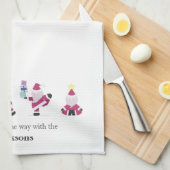 Holiday Yogi Yoga Santa Family Geschirrtuch (Viertel Falte)