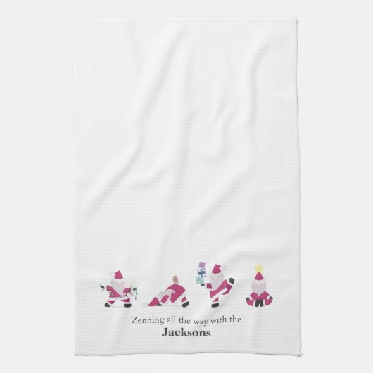 Holiday Yogi Yoga Santa Family Geschirrtuch (Vertikal)