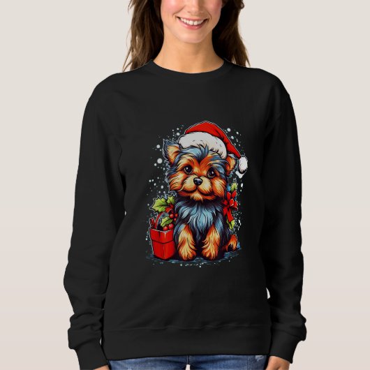 Holiday Yorkshire Terrier Cute Christmas Dog Desig Sweatshirt (Vorderseite)