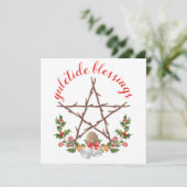 Holiday Yuletide Twig Pentagramm Wicca Gruß Feiertagskarte (Stehend Vorderseite)