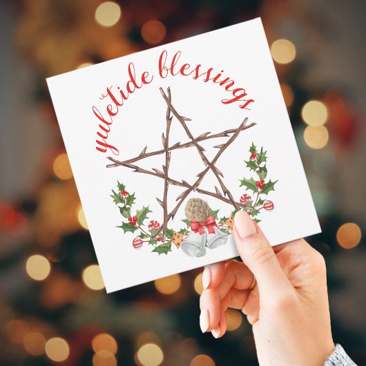 Holiday Yuletide Twig Pentagramm Wicca Gruß Feiertagskarte