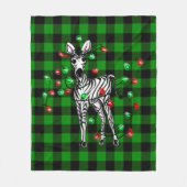 Holiday Zebra, grüner Tartan, blinkende Lichter Fleecedecke (Vorderseite)