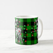 Holiday Zebra, grüner Tartan, blinkende Lichter Kaffeetasse (VorderseiteRechts)