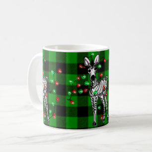 Holiday Zebra, grüner Tartan, blinkende Lichter Kaffeetasse