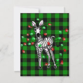 Holiday Zebra, grüner Tartan, blinkende Lichter Mitteilungskarte (Vorderseite)
