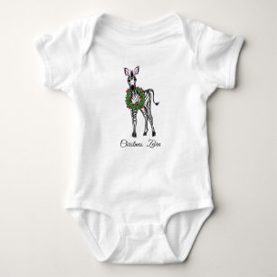 Holiday Zebra mit rotem und grünem Heiligen Kranz Baby Strampler