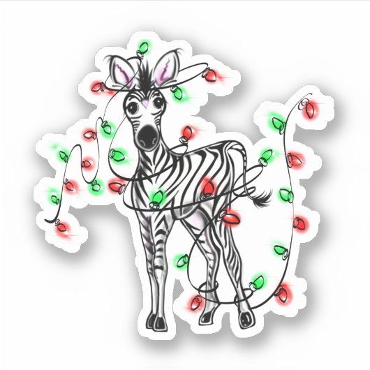 Holiday Zebra, rot-grüne Tinkeln Aufkleber (Vorderseite)