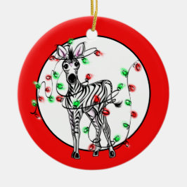 Holiday Zebra, rot-grüne Tinkeln Keramik Ornament