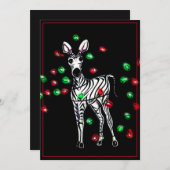 Holiday Zebra, rote, grüne Weihnachtsleuchten Feiertagskarte (Vorne/Hinten)
