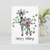 Holiday Zebra, rote, grüne Weihnachtsleuchten Feiertagskarte (Stehend Vorderseite)
