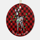 Holiday Zebra, roter Tartan, blinkende Lichter Keramik Ornament (Links)