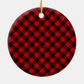 Holiday Zebra, roter Tartan, blinkende Lichter Keramik Ornament (Hinten)