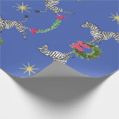 Holiday Zebras auf Blue Geschenkpapier (Ecke)
