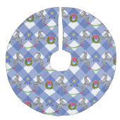 Holiday Zebras auf Blue Kariert Leinenimitat Weihnachtsbaumdecke (Vorderseite)