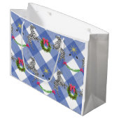 Holiday Zebras Blue Kariert Große Geschenktüte (Vorderseite Schrägansicht)