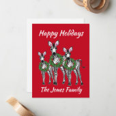 Holiday Zebras , festliche Weihnachtskreide Mitteilungskarte (Vorderseite/Rückseite Beispiel)