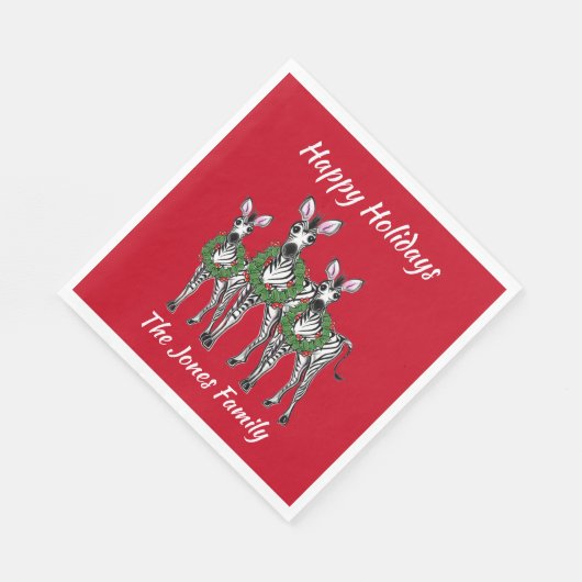 Holiday Zebras , festliche Weihnachtskreide Serviette (Ecke)
