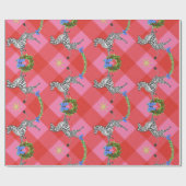 Holiday Zebras Pink Kariert Geschenkpapier (Flach)