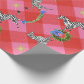 Holiday Zebras Pink Kariert Geschenkpapier (Ecke)