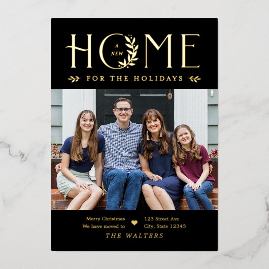 Holiday Zuhause Foil Holiday Card bearbeitbare Far Folieneinladung (Vorderseite)