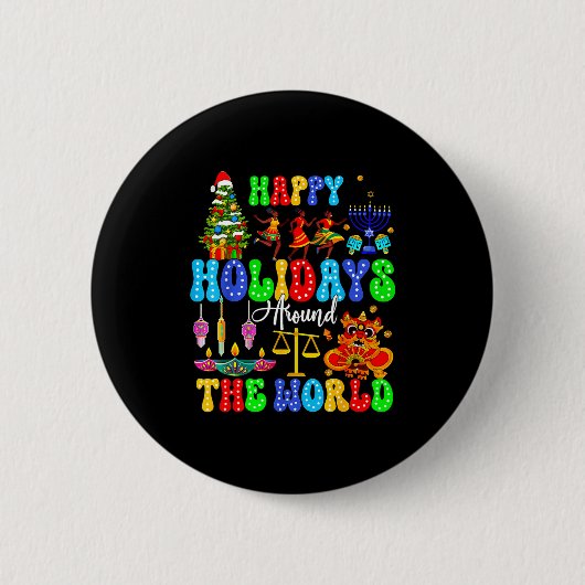 Holidays Around World Xmas Hanukkah Kwanzaa Diwali Button (Vorderseite)