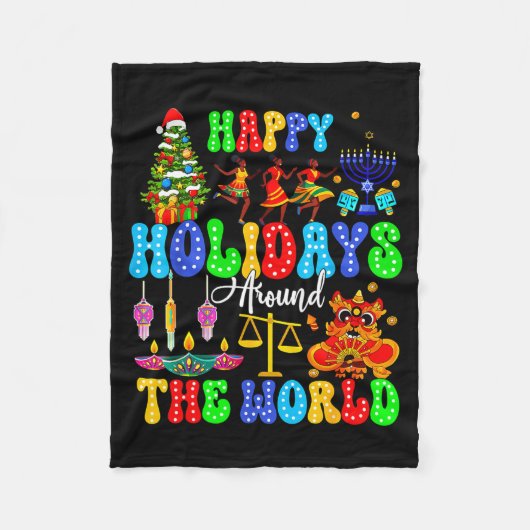 Holidays Around World Xmas Hanukkah Kwanzaa Diwali Fleecedecke (Vorderseite)