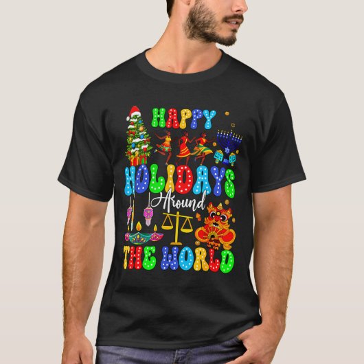 Holidays Around World Xmas Hanukkah Kwanzaa Diwali T-Shirt (Vorderseite)