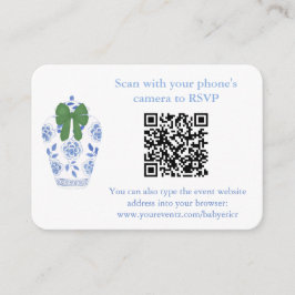 Holidays Blue Green Chinoiserie QR-Code Begleitkarte