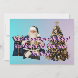 Holidays greeting with Tree And Santa claus Feiertagskarte