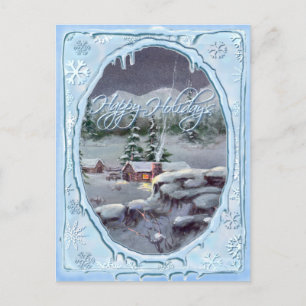 HOLIDAYS LOG CABIN VON SHARON SHARPE FEIERTAGSPOSTKARTE
