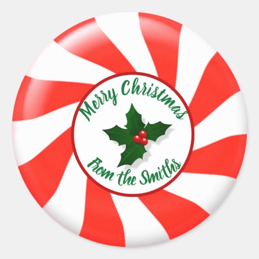 Holidays Minze Candy Custom Runder Aufkleber (Vorderseite)