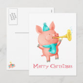 Holidays Niedliches Schwein Feiertagspostkarte (Vorne/Hinten)