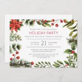 Holidays Red Berries Corporate Christmas Party Einladung (Vorne/Hinten)