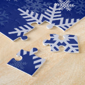 Holidays Snowflakes Navy Blau für jedermann Puzzle (Seite)