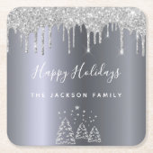 Holidays xmas silver glitter forest trees rechteckiger pappuntersetzer (Vorderseite)