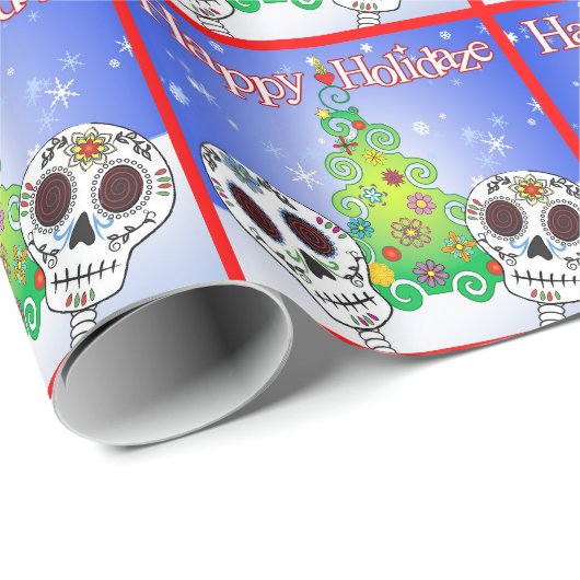 Holidaze Zuckerschädel-Packpapier Geschenkpapier (Rolleneckpunkt)