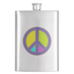 holiES - farbiges PEACE-Zeichen + Ihre Ideen Flachmann