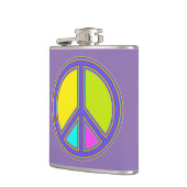 holiES - farbiges PEACE-Zeichen + Ihre Ideen Flachmann (Links)