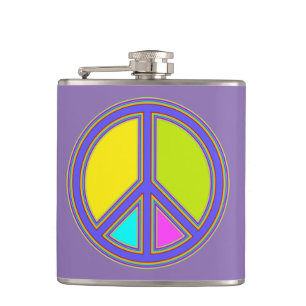 holiES - farbiges PEACE-Zeichen + Ihre Ideen Flachmann