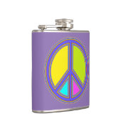 holiES - farbiges PEACE-Zeichen + Ihre Ideen Flachmann (Rechts)