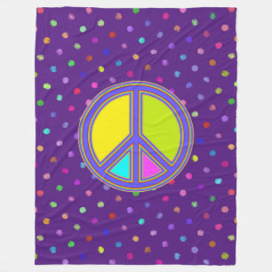 holiES - farbiges PEACE-Zeichen + Ihre Ideen Fleecedecke